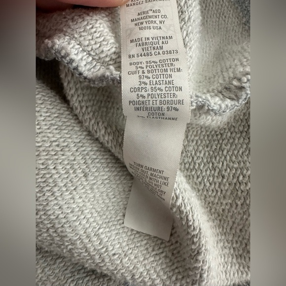 OFFLINE by AERIE Logo Pullover Cozy French Terry Sweatshirt Grey Large - Picture 4 of 4